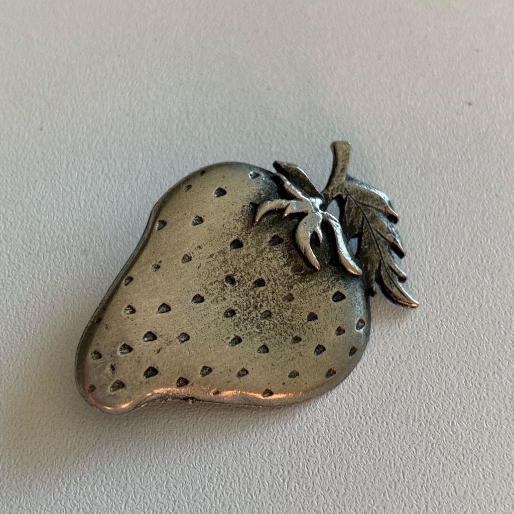 Vintage Pewter Strawberry Brooch